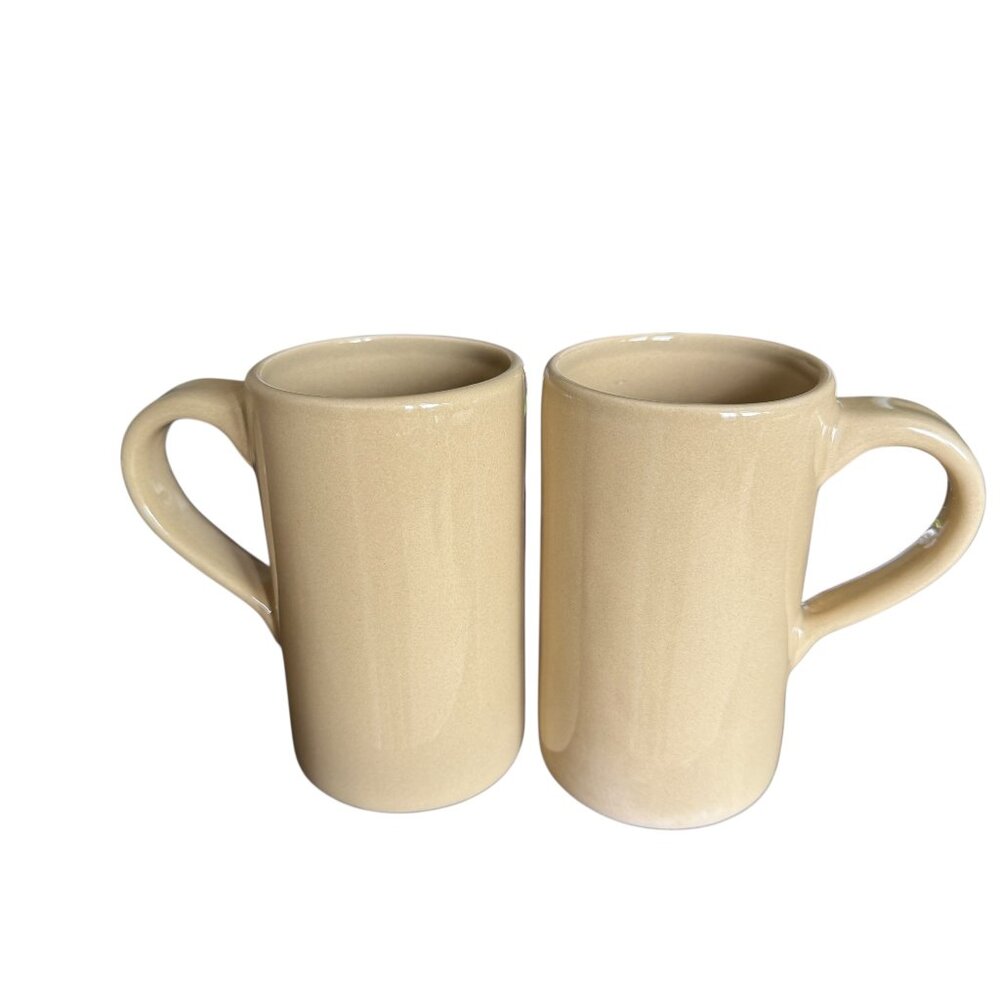 Pottery Barn Studio by Barbara Eigen 14 oz In Putty Mug Cup Set 2 Pair Neutral